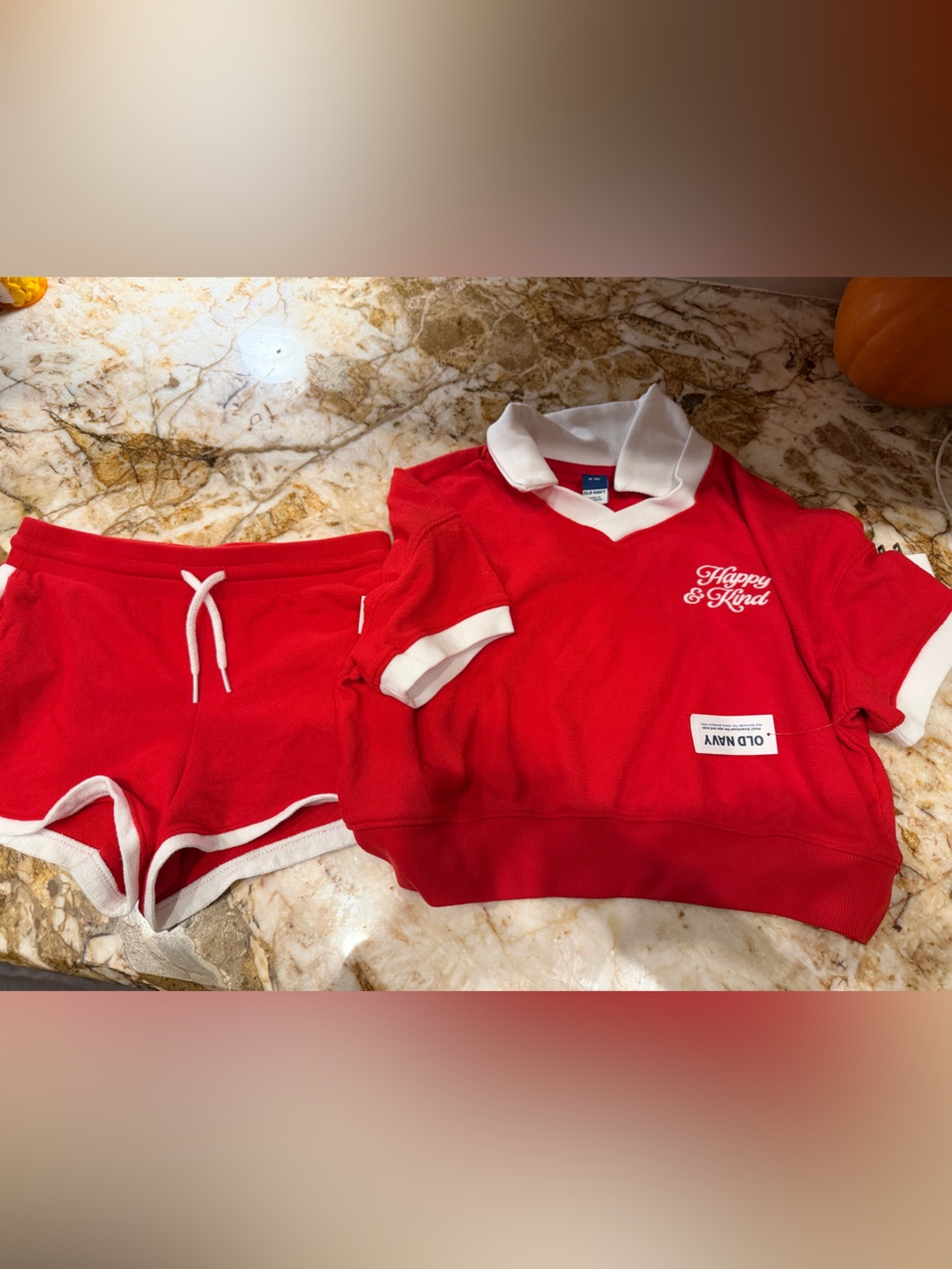 Old Navy Red Polo  Top with Matching Shorts